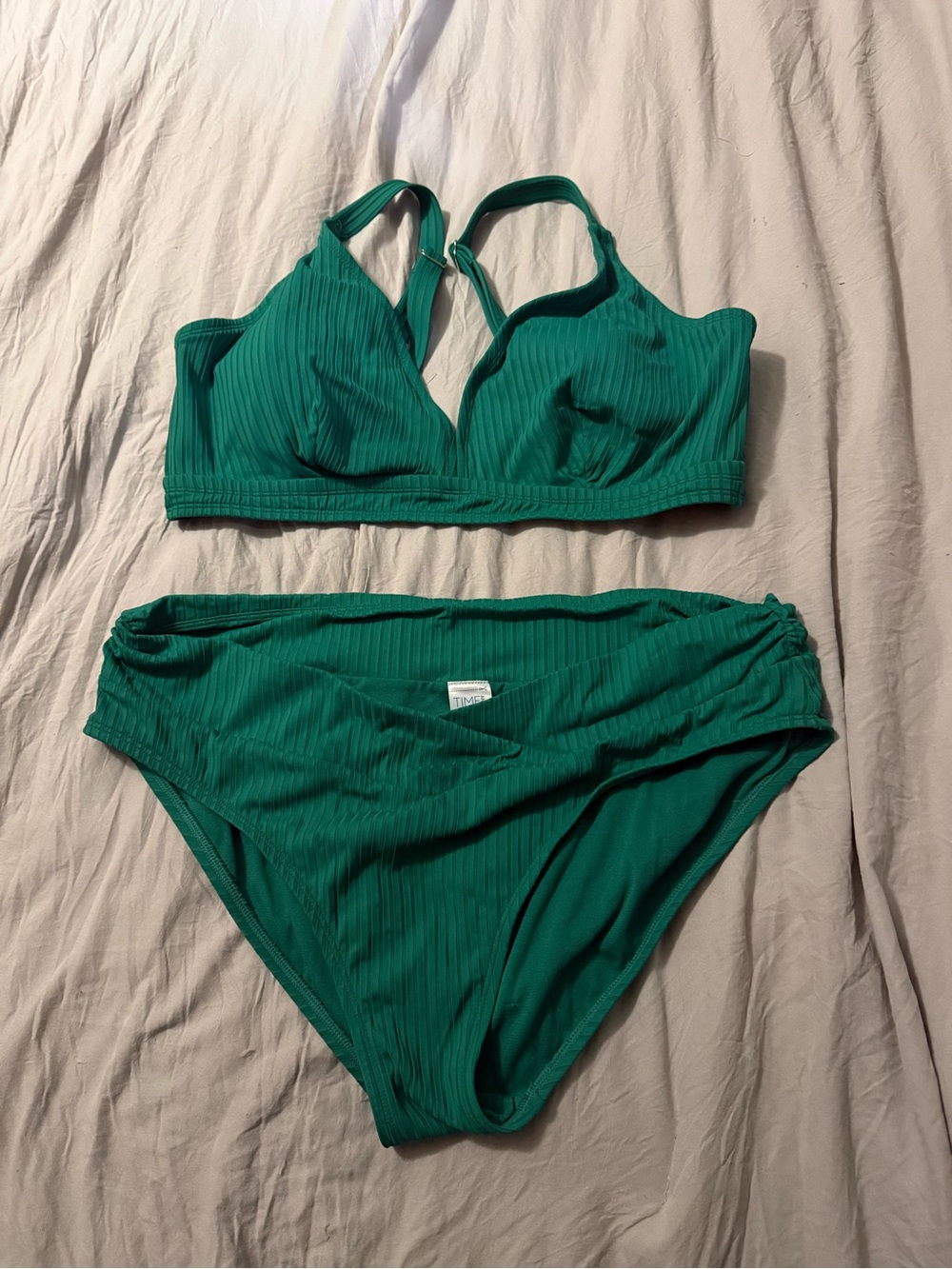Time and Tru Ribbed Emerald Green Women’s Bikini Set